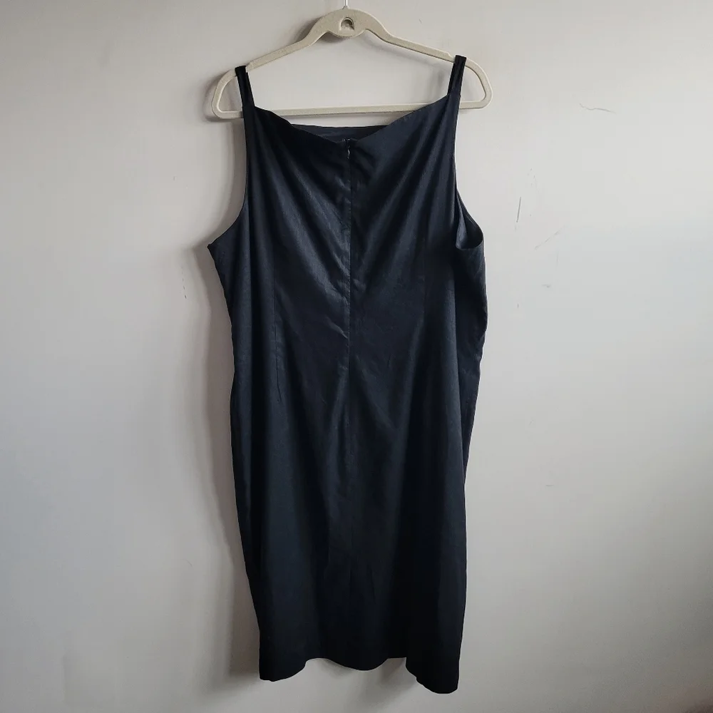 J.Crew High-neck Sheath Dress‎ in Stretch Linen Blend Black